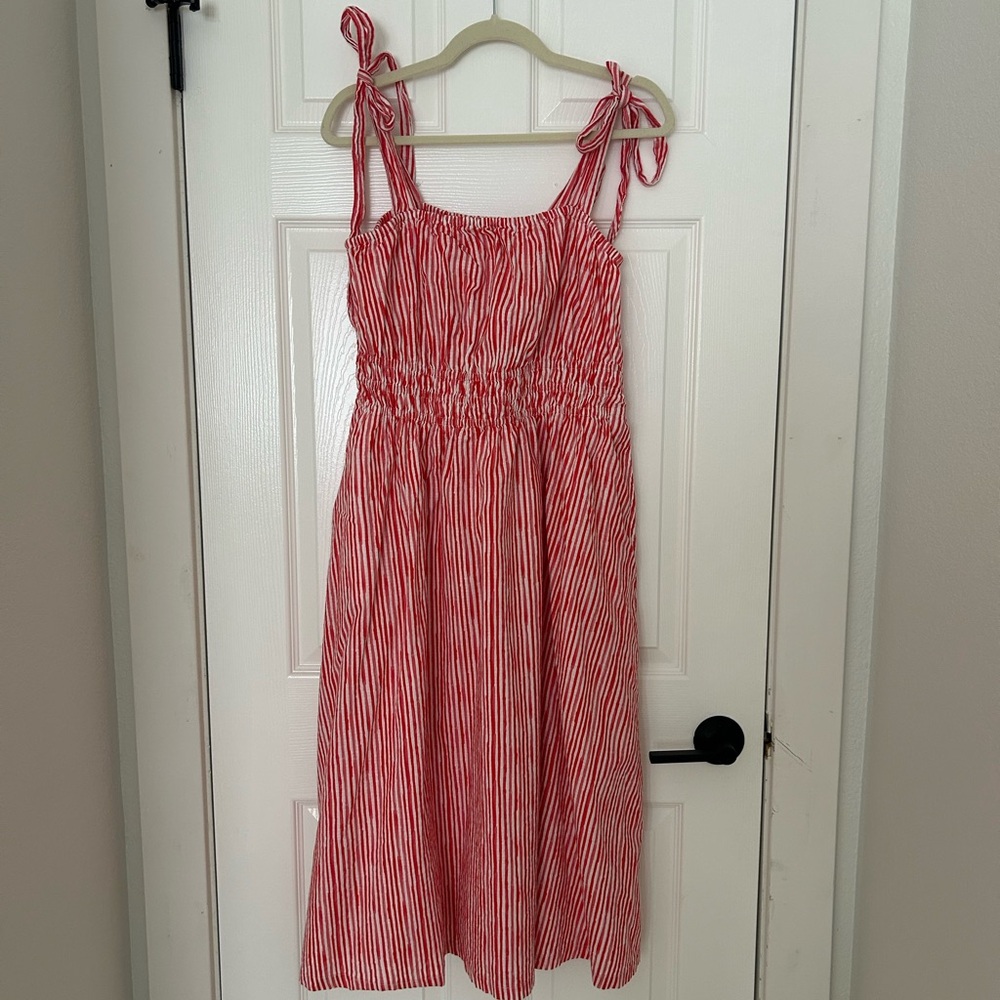 Lands' End Textures Tie-Shoulder Midi Dress, 100% cotton, size M